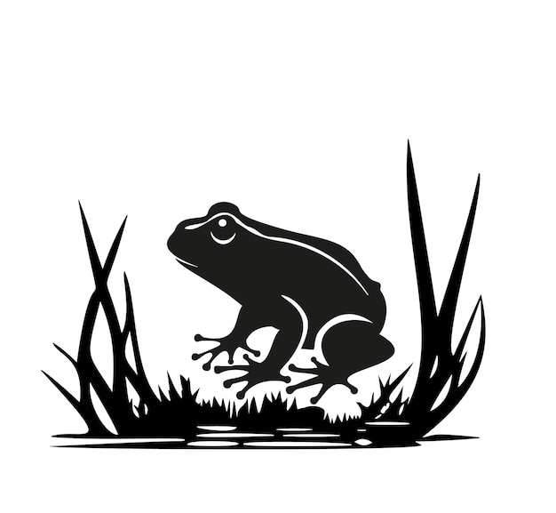 Tree frog silhouette vector on a white background