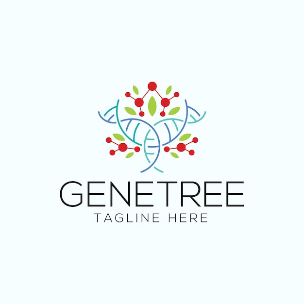 Tree and genetic logo design template with pictorial mark style