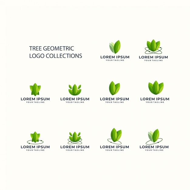 Tree geometric logo set icon template