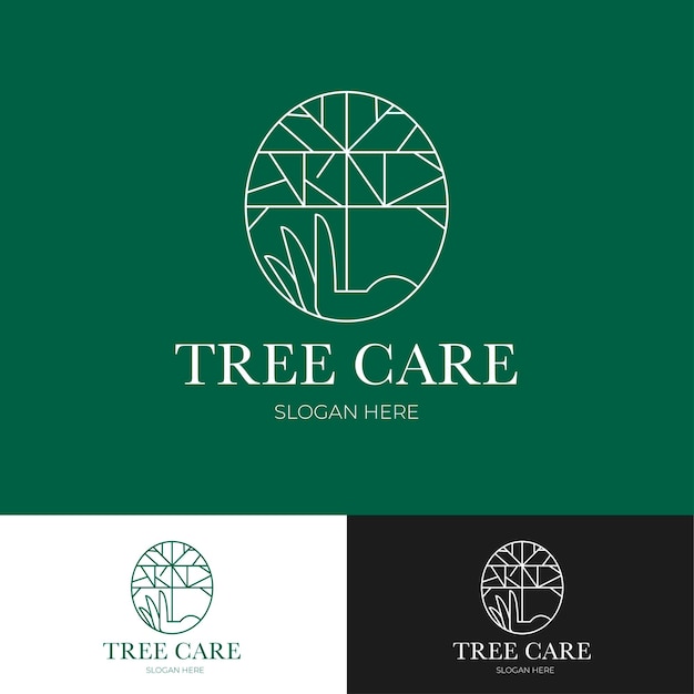 Tree in hand logotype symbol in luxury style