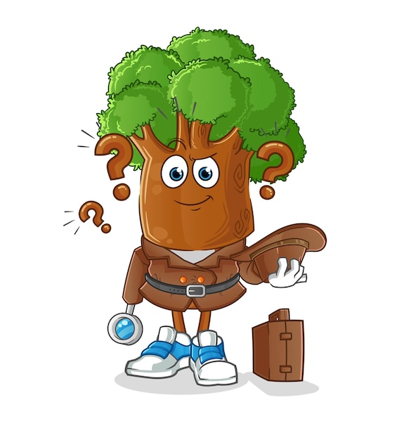 Tree head cartoon detective vector cartoon character