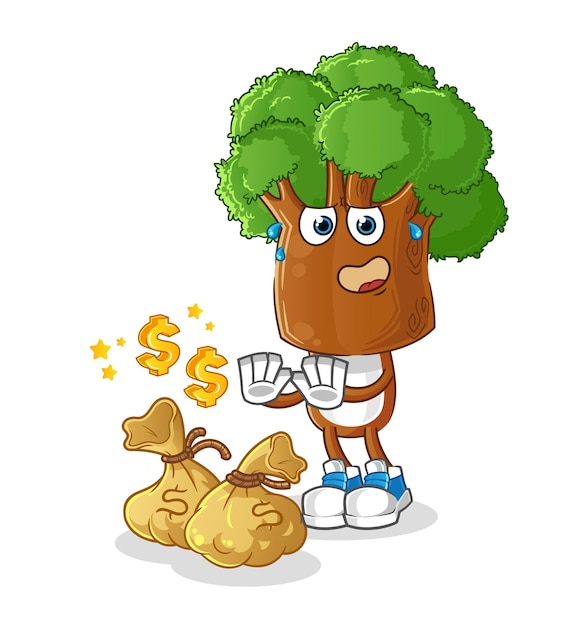 tree head cartoon refuse money illustration. character vector