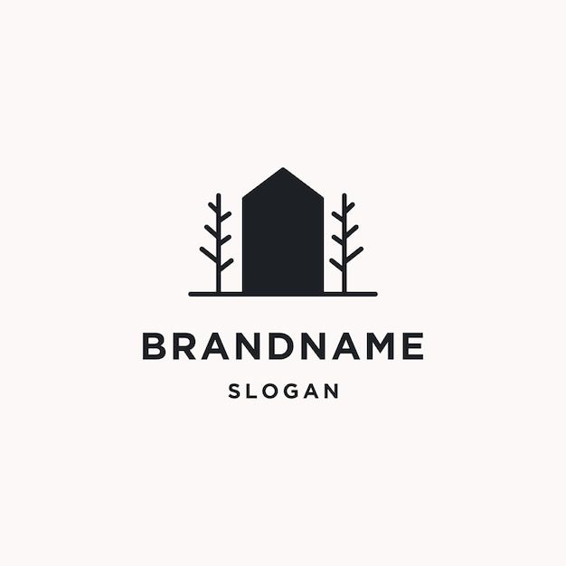 Tree home logo icon flat design template