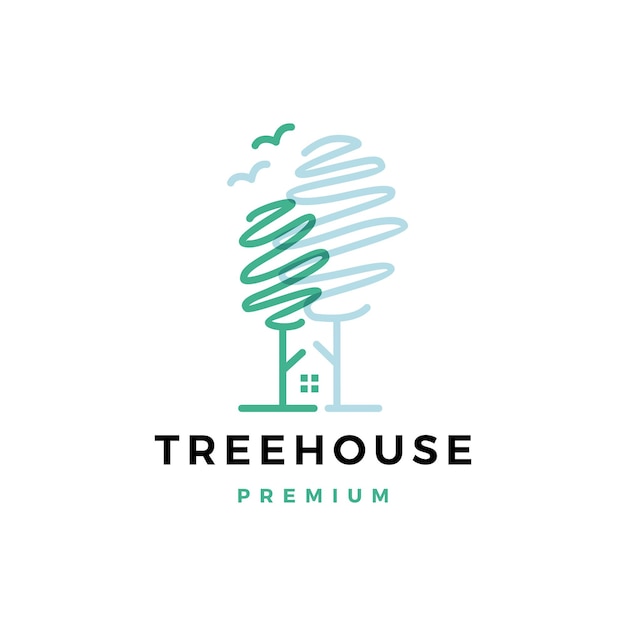 Tree house bird logo vector icon template