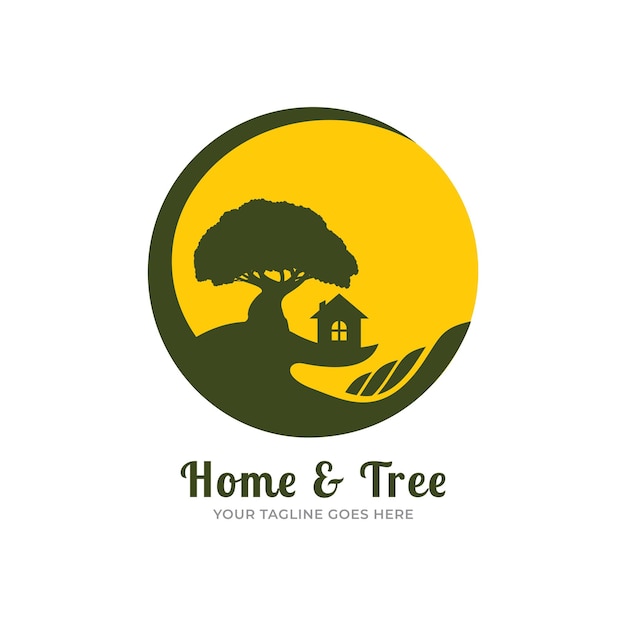 Tree house logo design vector