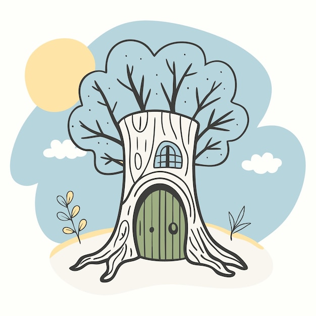 Tree house vector illustration