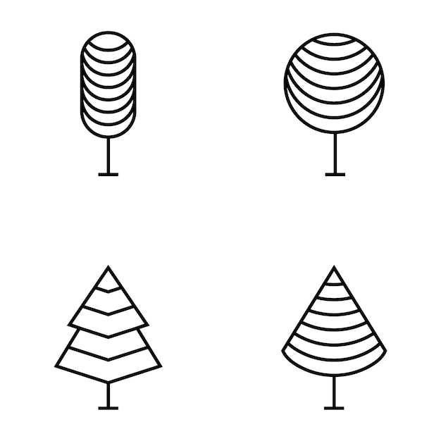 Tree icon line art vector illustration template design