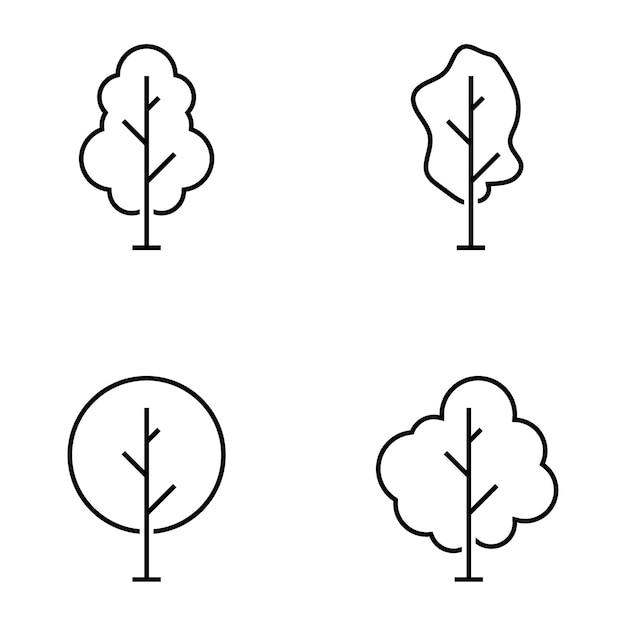 Tree icon line art vector illustration template design