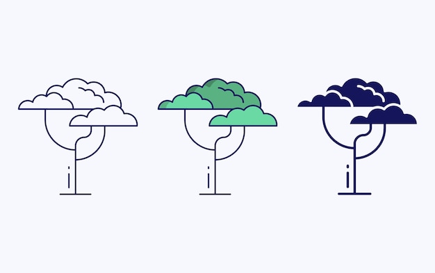 Tree icon, line and glyph vector illustration