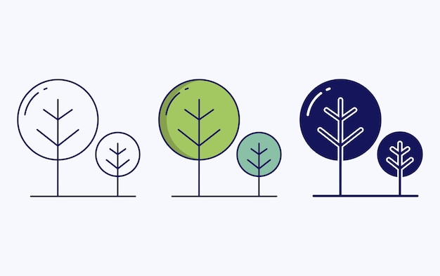 Tree icon, line and glyph vector illustration