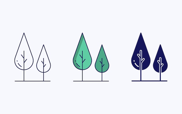 Tree icon, line and glyph vector illustration