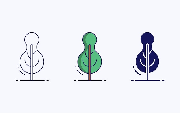 Tree icon, line and glyph vector illustration