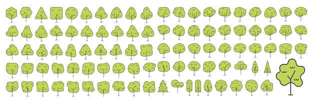 Tree icon set Flat Line Icons Vector illustration