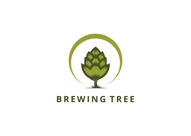 Tree Illustration for Vintage Beer Ale Brewery logo design