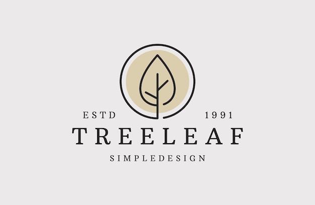 Tree Leaf Logo design template vector linear style