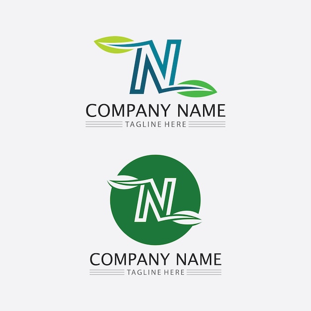 Tree leaf vector and green logo design friendly concept