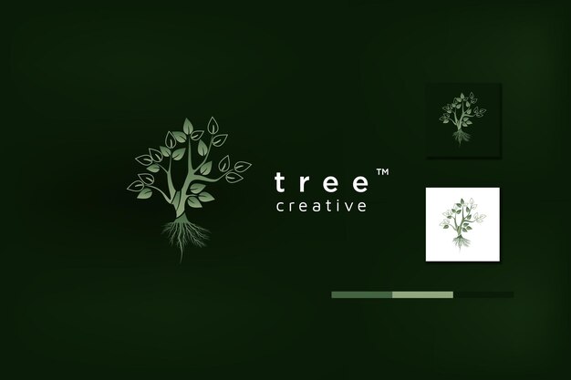 Vector tree of life root seal emblem stamp logo design inspiration