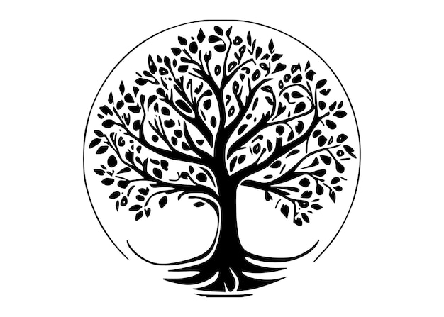 Tree of Life silhouette Minimalist and Flat Logo Vector illustration silhouette