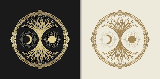 Tree of life where the moon and sun symbolize balance