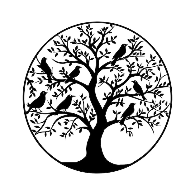 Tree of Life with birds perched on its branches vector illustration