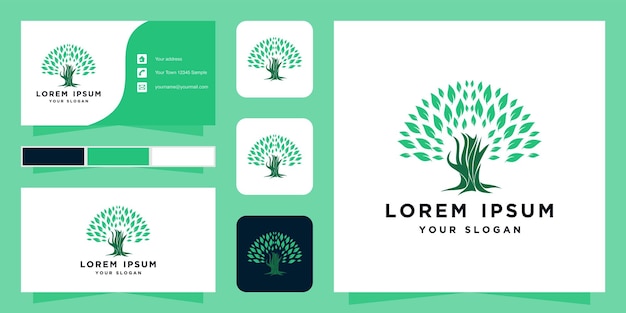 tree logo design and business card template