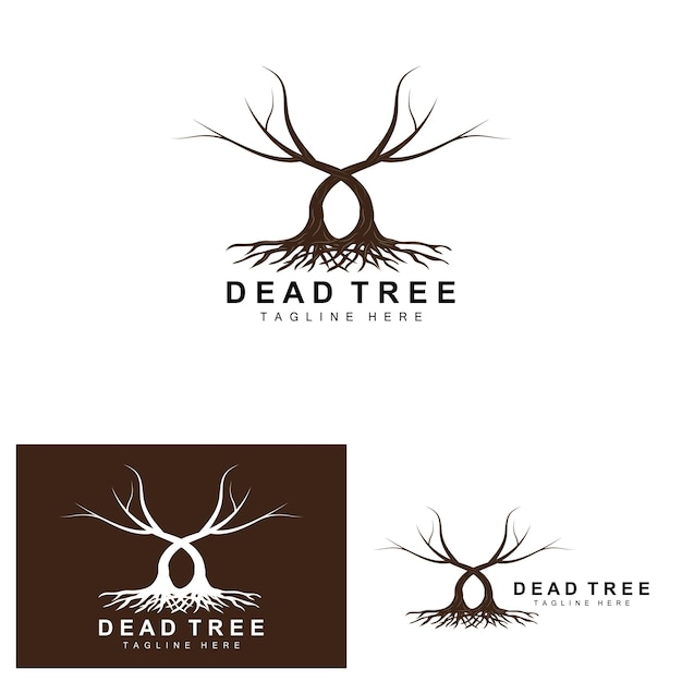 Tree Logo Design Dead Tree Illustration Wild Tree Cutting Global Warming Vector Earth Drought Product Brand Icons