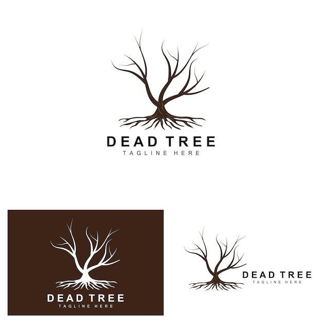 Tree Logo Design Dead Tree Illustration Wild Tree Cutting Global Warming Vector Earth Drought Product Brand Icons