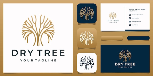 Tree logo green garden template and business card Premium Vector