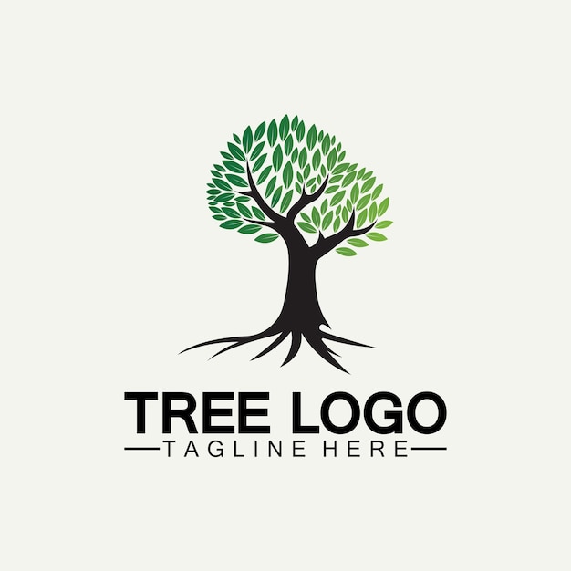 Tree logo icon vector illustration design.Vector silhouette of a tree templates of tree logo and roots  tree of life design illustration