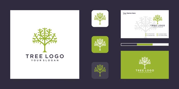 tree  logo. tree features. this logo is decorative, modern, clean and simple. and business card