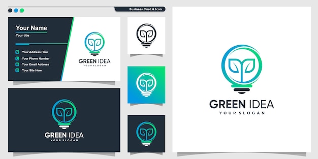 Tree logo with modern gradient style and business card design template, gradient, nature, smart 