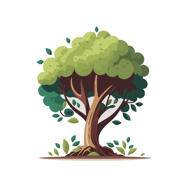 Tree nature logo illustration Vector cartoon style of a green tree