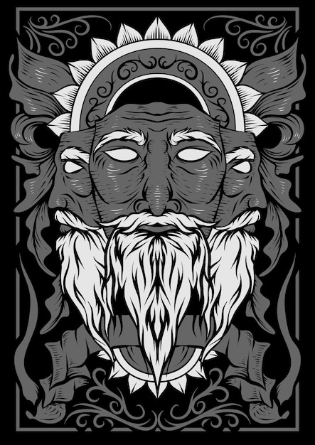 The tree old man face illustration vector art