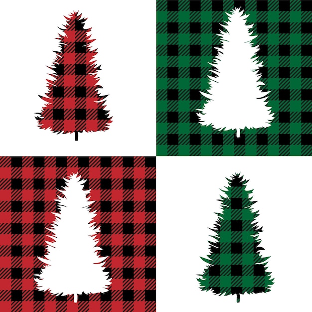 Tree pattern at Buffalo Plaid Festive background for design and print