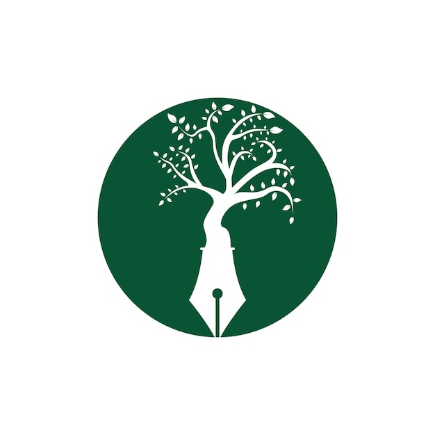 Tree pen vector logo design template