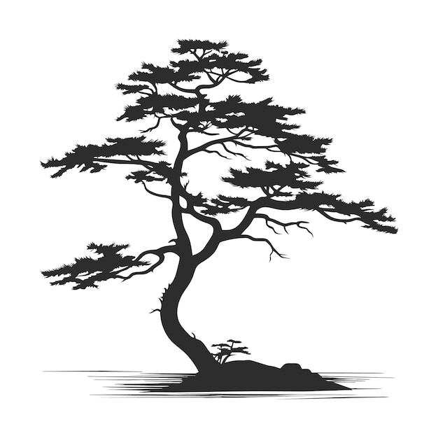 tree pine silhouette cypress evengreen vector cedar forest wood illustration