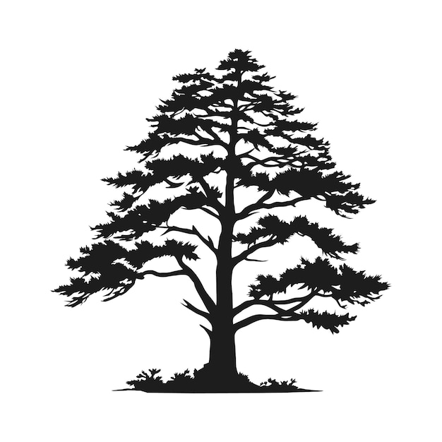 tree pine silhouette tattoo logo cypress tree evergreen cedar forest wood vector