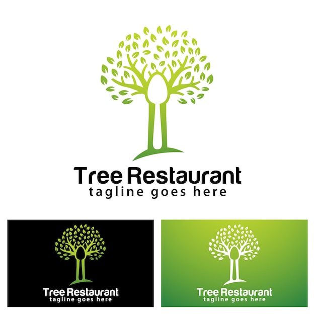 Tree restaurant logo design template