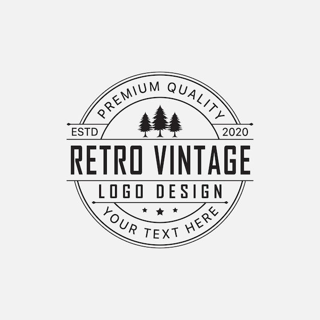 Tree retro vintage logo design