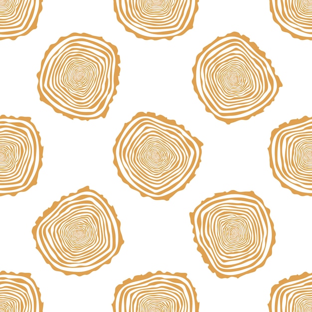 Tree rings seamless vector pattern saw cut tree trunk background vector illustration