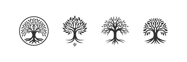 Tree root logo icon set Vector illustration design