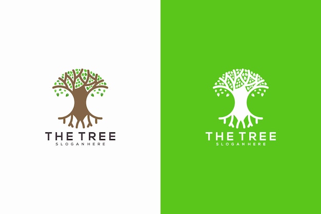 tree and roots abstract logo with circle shape