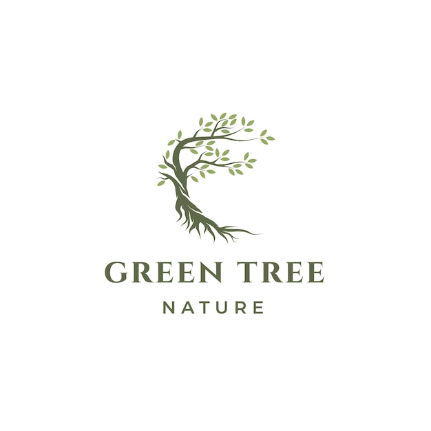 Tree and roots logo design vector