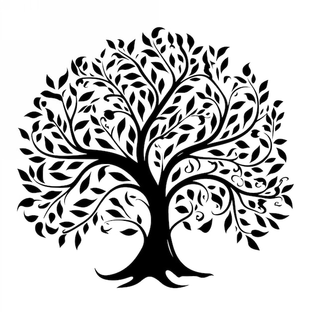 Tree silhouette Handdrawn isolated Vector illustrations