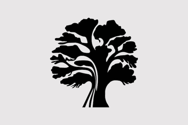 Tree silhouette vector illustration with white background