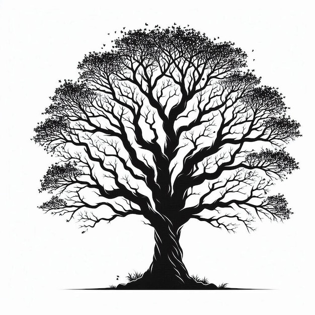 tree silhouette vector style with a white background