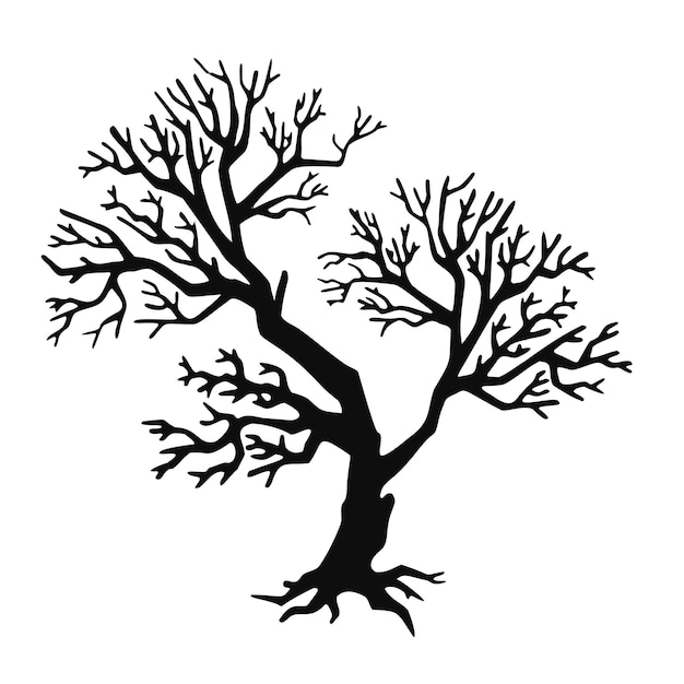 Tree silhouette without leaves hand drawn illustration vector