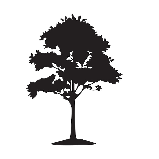 tree silhouettes black shapes white background