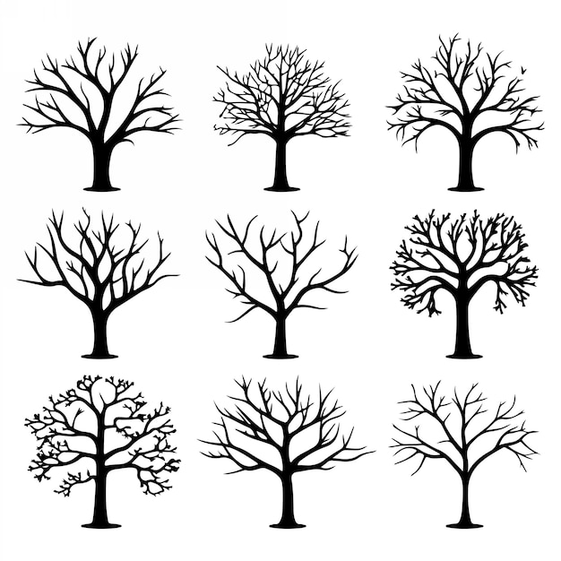 Tree silhouettes on a white background Vector illustration