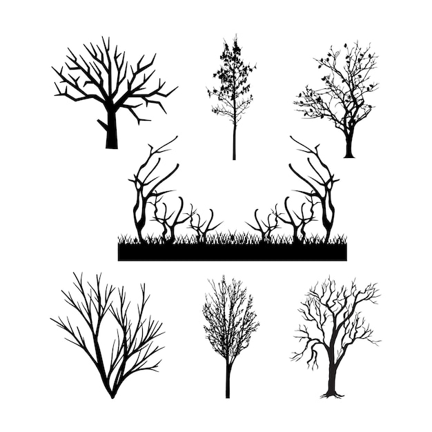 Tree silhouettes on a white background